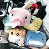 Cute Short Plush Tissue Boxes Cartoon Tissue Box Holder Bracket Auto Armrest Box Car Seat Back Car Decorations Car Tissue Holder