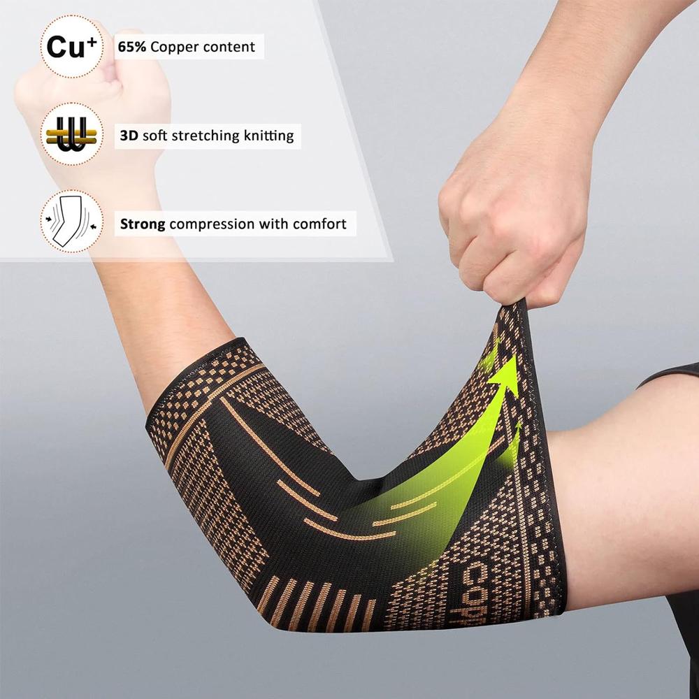 1 шт. Медный налокотник Компрессионные рукава Мужской Женский, Поддержка руки Налокотники Бандажи Для тендинита, Теннисиста, Гольфиста, Артрита