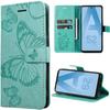Protective Case - BOOLING - for Samsung Galaxy A52s 5G - Butterfly Pattern - Green Synthetic Leather - Semi-rigid