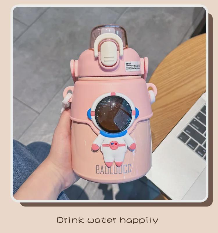 Термос с трубочкой Astronaut Kids из нержавеющей стали 316 — большая емкость, подходит для использования на открытом воздухе, стильный дизайн