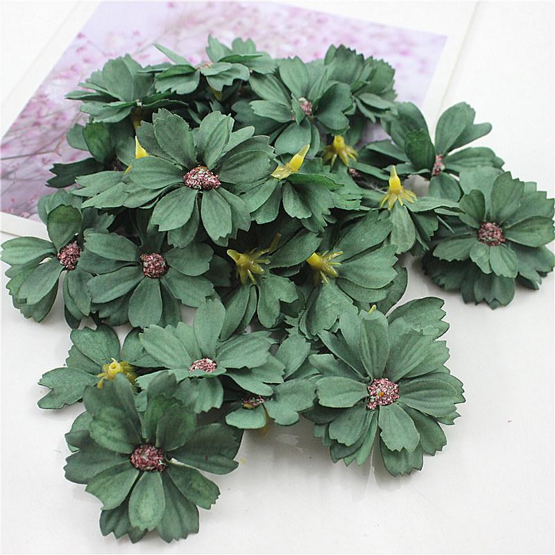 50 шт. 4,5 см мини шелковый цветок ромашки голова искусственный цветок украшение свадебное украшение дома