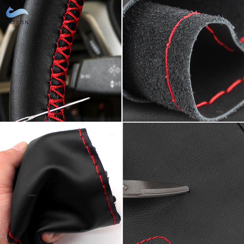 38 см DIY плетеный чехол на руль автомобиля из микрофибры с иглами и нитками, мягкие нескользящие комплекты автомобильных аксессуаров для интерьера