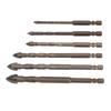6PCS Eccentric Drill Bits 4 Flute Serrated Twist Bit Set for Concrete Masonry Glass Brick Cement