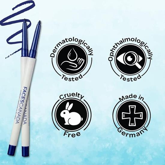 FACESCANADA Ultime Pro Twist Metallic Eye Kajal Liner stick | Длительная стойкость 24 часа | Матовый финиш | Мягкая текстура | Изготовлено с использованием карнаубского воска
