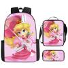 Mario Cartoon Backpack Set 3-in-1 Student Laptop Backpack Shoulder Bag Pencil Case Kids School Bag