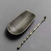 Alloy Bamboo Weaving Shape Tea Shovel Spoons Set Handmade Dustpan Shape Tea Trays Teaspoon Separator Vessel Teaware Accessories