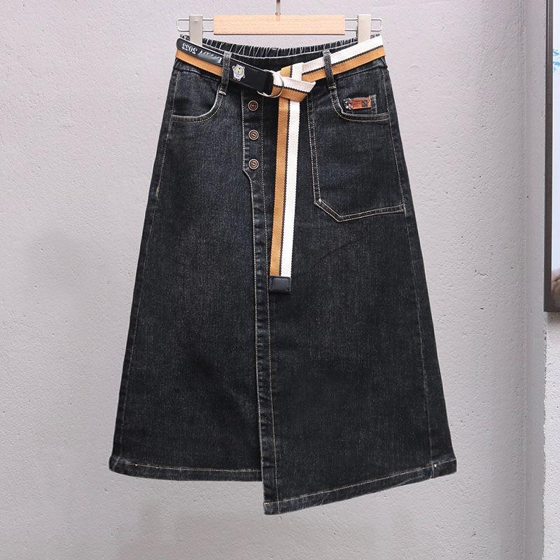 Весенне-летняя джинсовая юбка женская эластичная с высокой талией А-силуэта с облеганием ягодиц повседневная