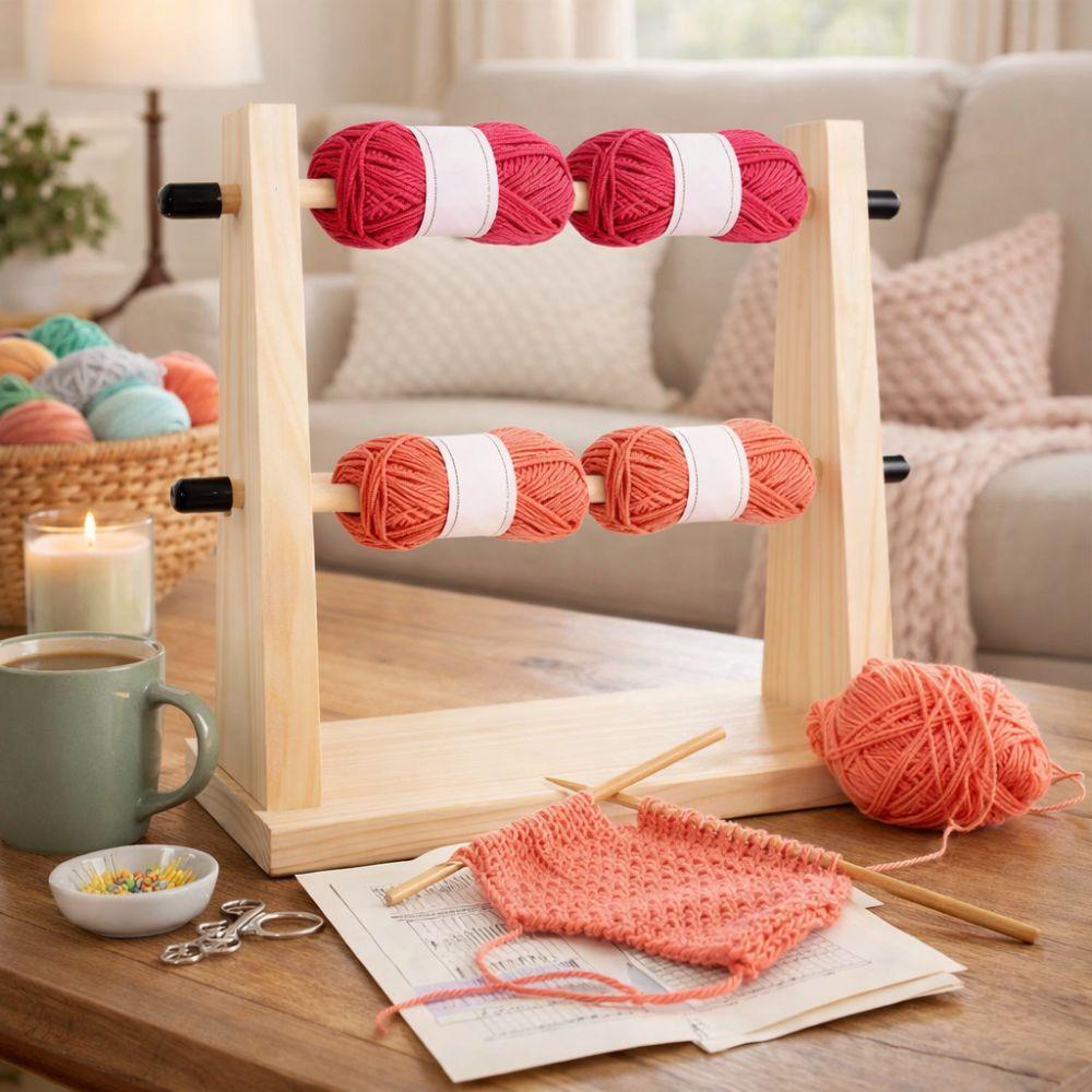 Manual Wool Storage Rack Vertical Rotating Yarn Ball Stand Easy Assembly Thread Holder DIY Craft