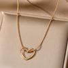New Simple Hollow Love Heart Shape Pendant Necklace for Women Girl Fashion Creative Geometric Clavicle Chain Necklaces Party Jewelry Gift