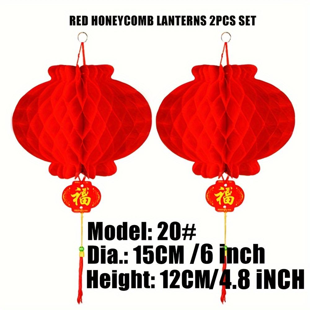 Red Chinese FU Plastic Honeycomb Lanterns for Wedding New Year Christmas Outdoor Decoration
