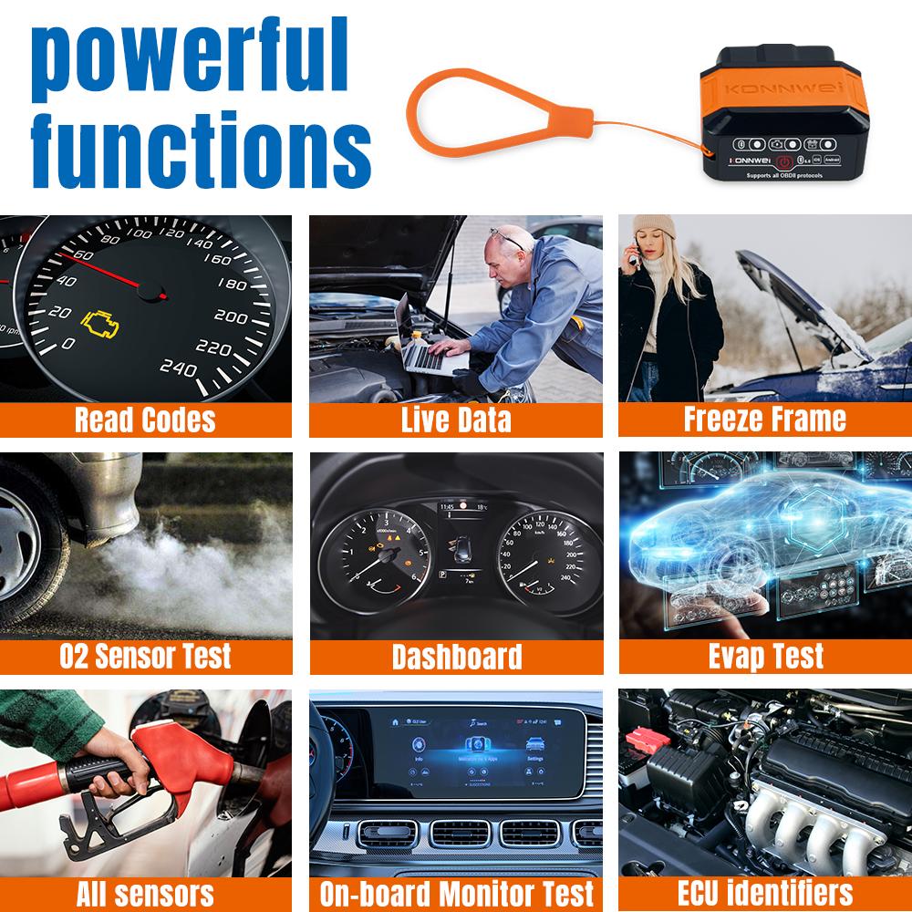 KONNWEI KW906 ELM327 V1.5 Pic18F25K80 OBD2 Сканеры Bluetooth 5.0 Для Android/IOS OBD 2 Автомобильный диагностический инструмент Считыватель кодов PK iCar2