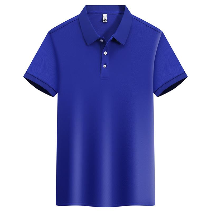 Summer Men's Short-sleeved Polo Shirt, Simple Business Casual Solid Color Lapel T-shirt, Ice Silk, Breathable and Versatile