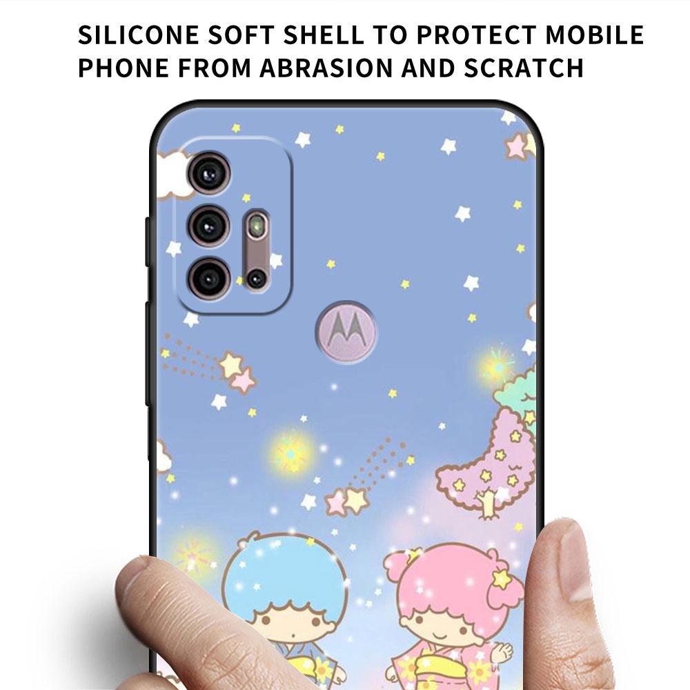 Чехол LittleTwinStars для Motorola G30 G60 Edge 20 G9 G22 G8 Power G31 G500 G50 30 Pro, черные мягкие чехлы для телефона