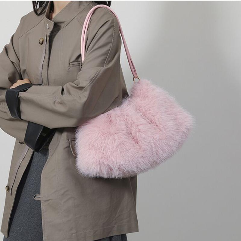 Yogodlns Женская осенне-зимняя сумка из искусственного меха, модная, универсальная, с плюшевой сумкой, однотонная, большой вместимости, на молнии, на плечо