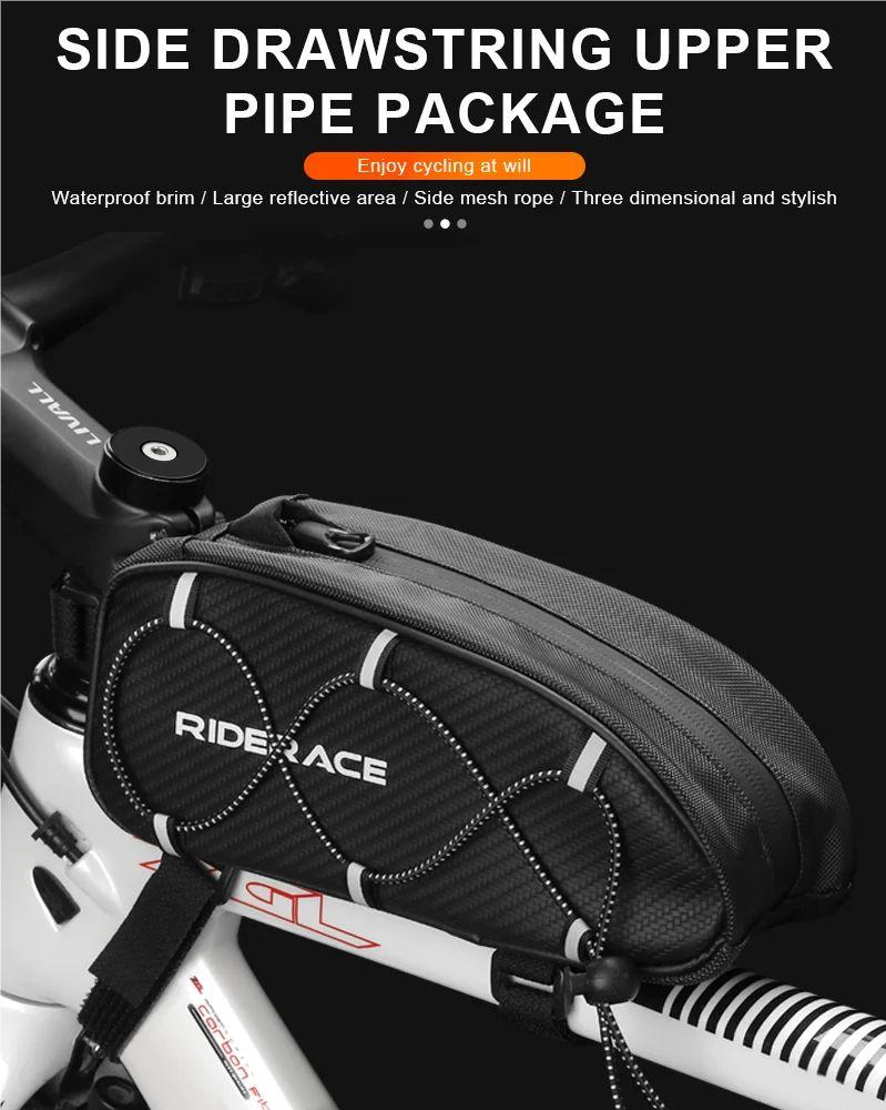 RIDERACE сумка на верхнюю трубу велосипеда портативная PU непромокаемая водонепроницаемая сумка на руль горного гравийного велосипеда передняя сумка аксессуары для шоссейного велоспорта
