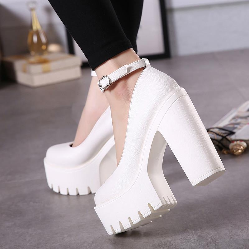 Plus Size 42 New 2019 Spring Autumn Casual High-heeled Shoes Sexy Ruslana Korshunova Thick Heels Platform Pumps