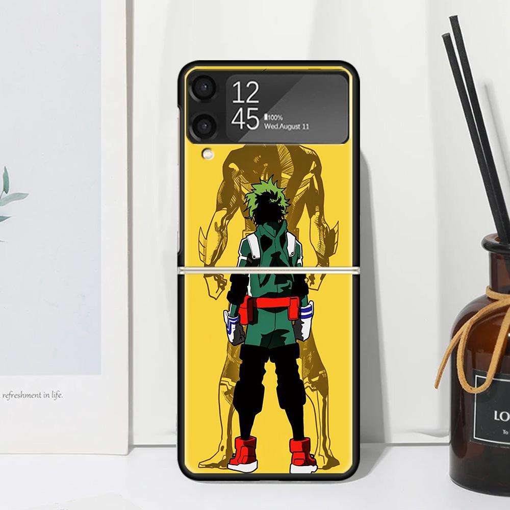 Мидория Изуку Деку MHA Моя геройская Академия Чехол для телефона для Samsung Galaxy Z Flip 7 6 5 4 3 5G Flip3 Flip4 Flip5 ZFlip6 ZFlip7 Черный Fu