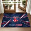 Crystal Velvet Square Rug Custom NameBoston Red Sox Pattern Non Slip Home Floor Decor Rug