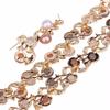 Fashion Elegant Pearl Necklace Leaf Rhinestone Colorful Pearl Necklace Women Jewelry Dangle Earrings Necklace Earrings Set Party