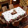 Рождественская скатерть Водонепроницаемая Утолщенная Праздничная Скатерть, Рождественский Цветок + Сосновая Шишка + Клетка, Европейская Скатерть
