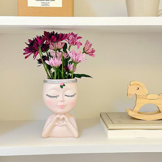 Цветочный горшок в виде лица в стиле Love Girl Head Plant Pot Small Lady Face Planter для суккулентных комнатных и уличных растений, центральный элемент рабочего стола для домашней жизни