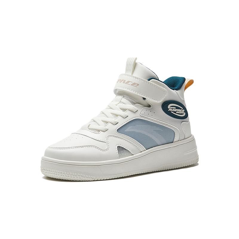 Anta Antiskid Wear Resistant High Top Kids Skate Shoes Kids Sneakers White Blue A312338034-1