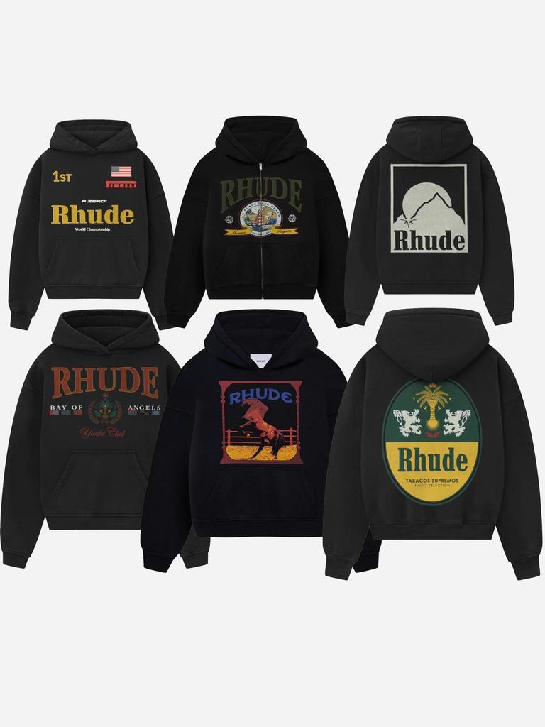 Толстовка с капюшоном RHUDE 25SS Геометрическая - Модная мужская куртка в европейском и американском стиле