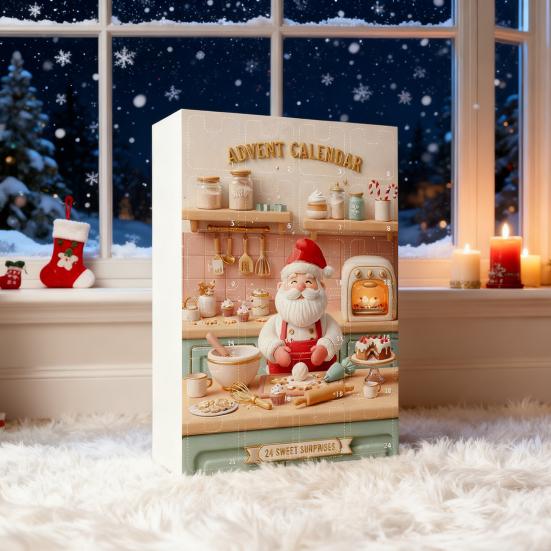 Christmas Baking Advent Calendar 24-Day Countdown Box Multifunctional Decoration Unique Holiday Gift for Children