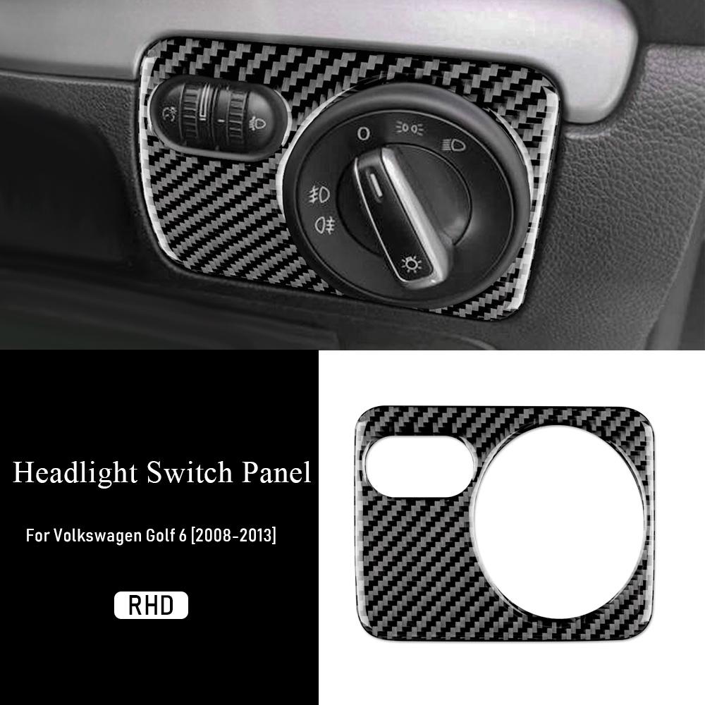 Real Soft Carbon Fiber for Volkswagen VW Golf 6 2008 2009 2010 2011 2012 2013 R MK6 Scirocco 2009-2016 Headlight Switch Interior