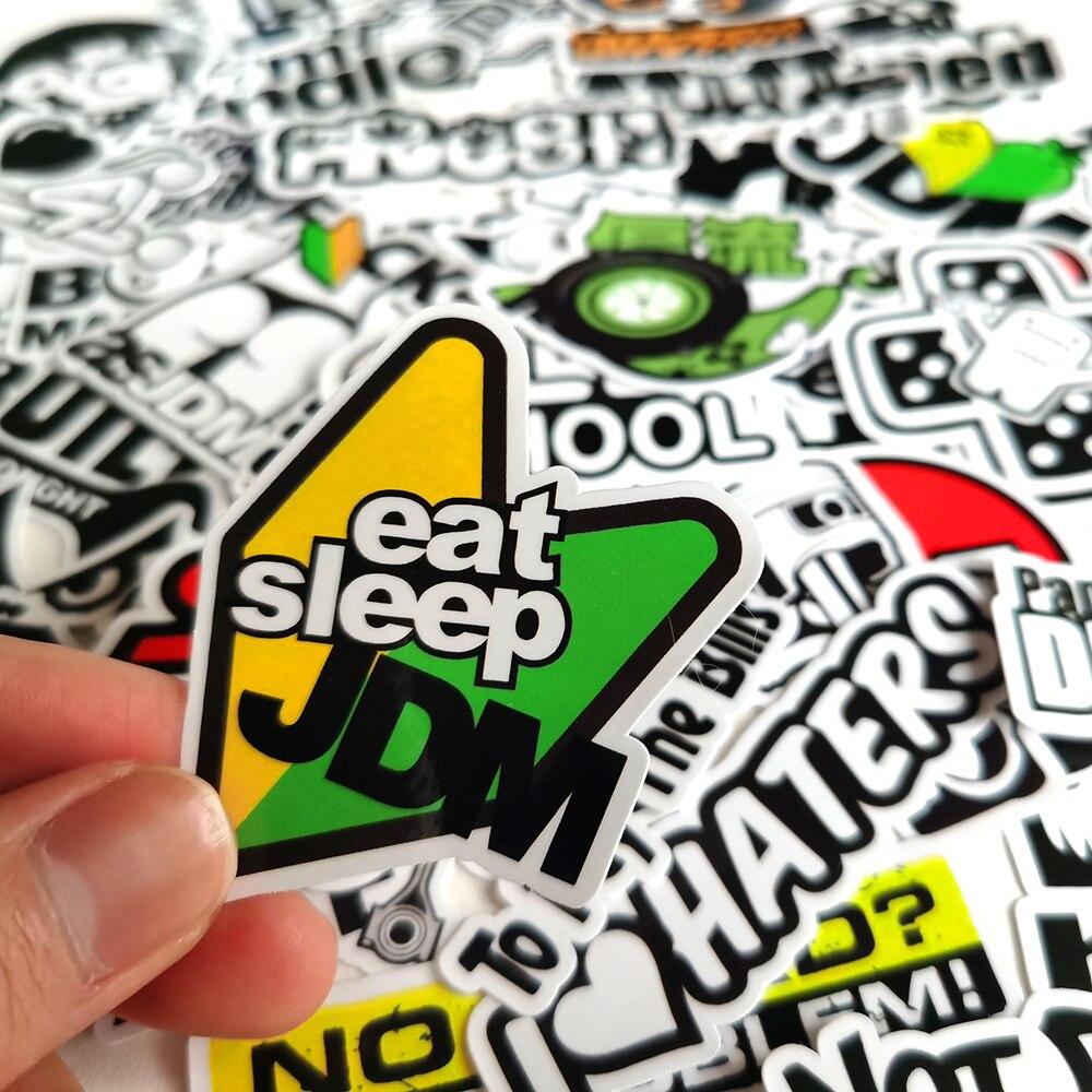 10/50 шт. крутые черно-белые наклейки в стиле JDM, гоночные мотоциклы, граффити, наклейки для багажа, ноутбука, скейтборда, велосипеда