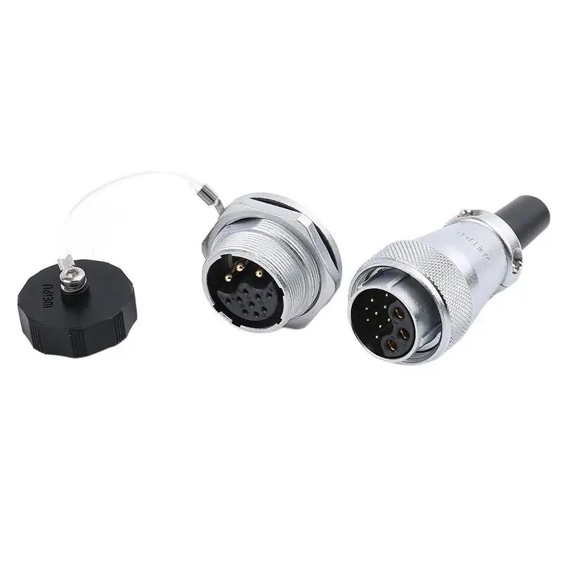 WEIPU WS24 TQ/ZMQ 2 3 4 9 10 12 19 Pin Electrical Wire Soldering Charger Aviation M24 Connector Metal Power Adapter IP65