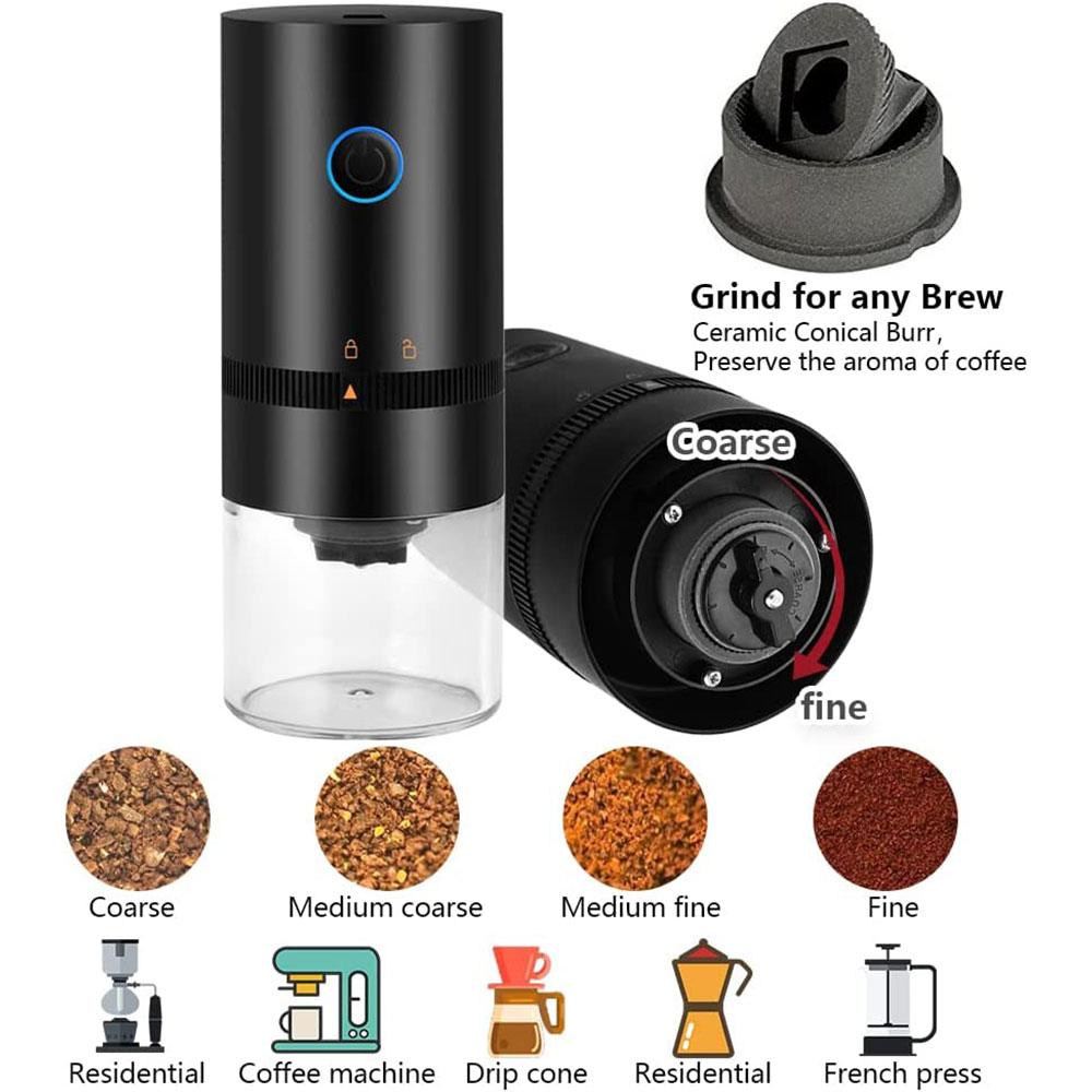 Electric Coffee Grinder Bean Grinder Usb Type-c Charging Mini Coffee Bean Mill Grinder Espresso Spice Grinder For Drip Coffee Ki