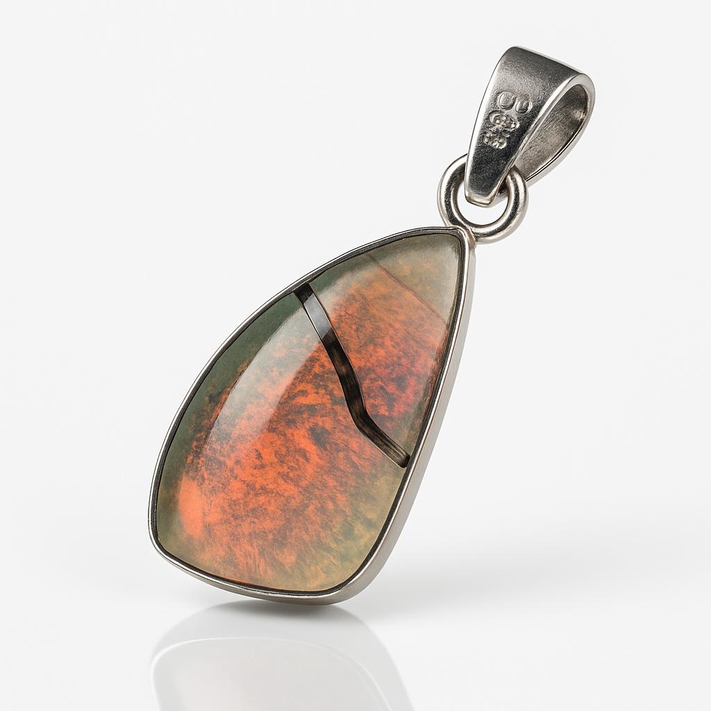 Natural Opal Pendant 28.45 ct Multicolor Fancy 925 Sterling Silver October Birthday Birthstone