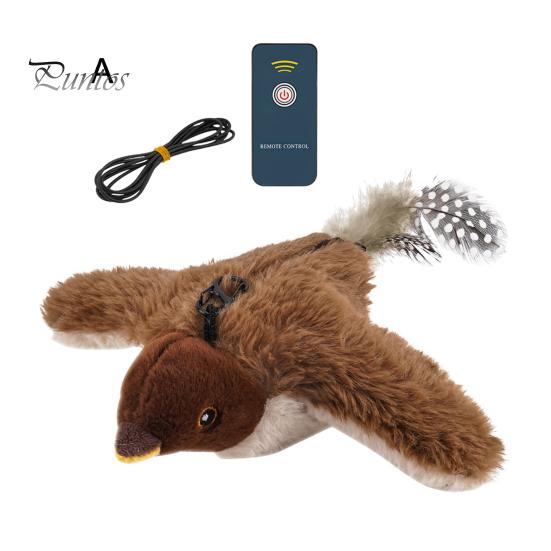 Игрушка для кошек USB перезаряжаемая электрическая имитация птицы с кошачьей мятой плюшевая летающая птица с реалистичным щебетанием для упражнений для котят