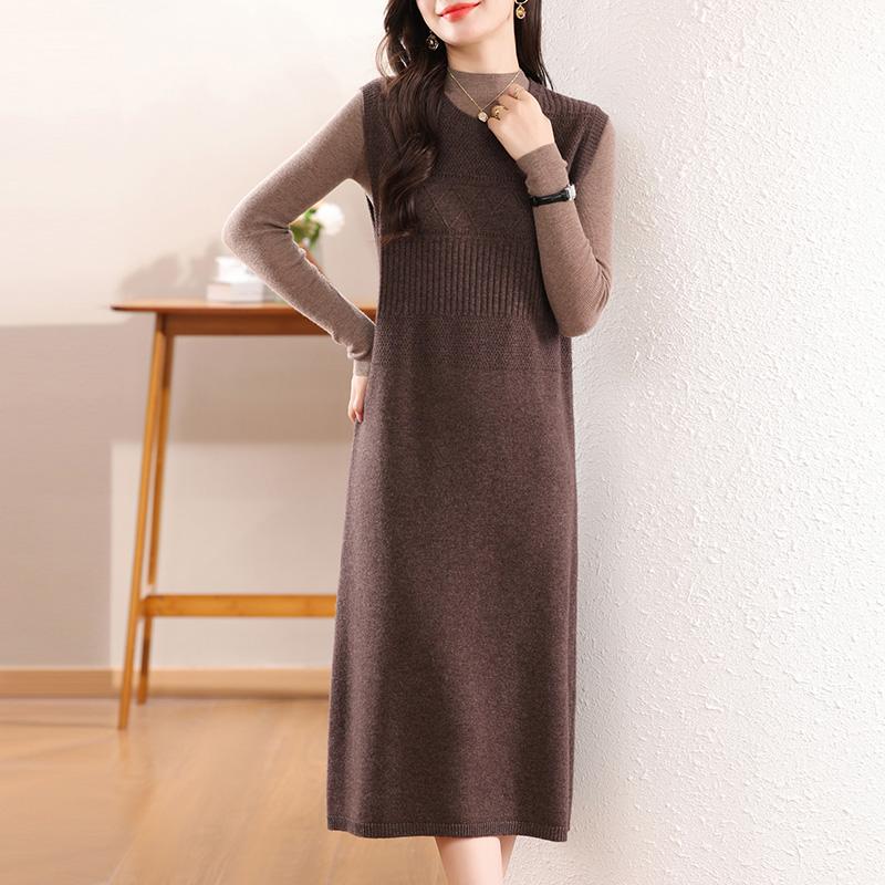 Женское кашемировое платье Qinghe кашемир 30% кашемир 70% шерсть осенне-зимняя кашемировая юбка мягкая и теплая