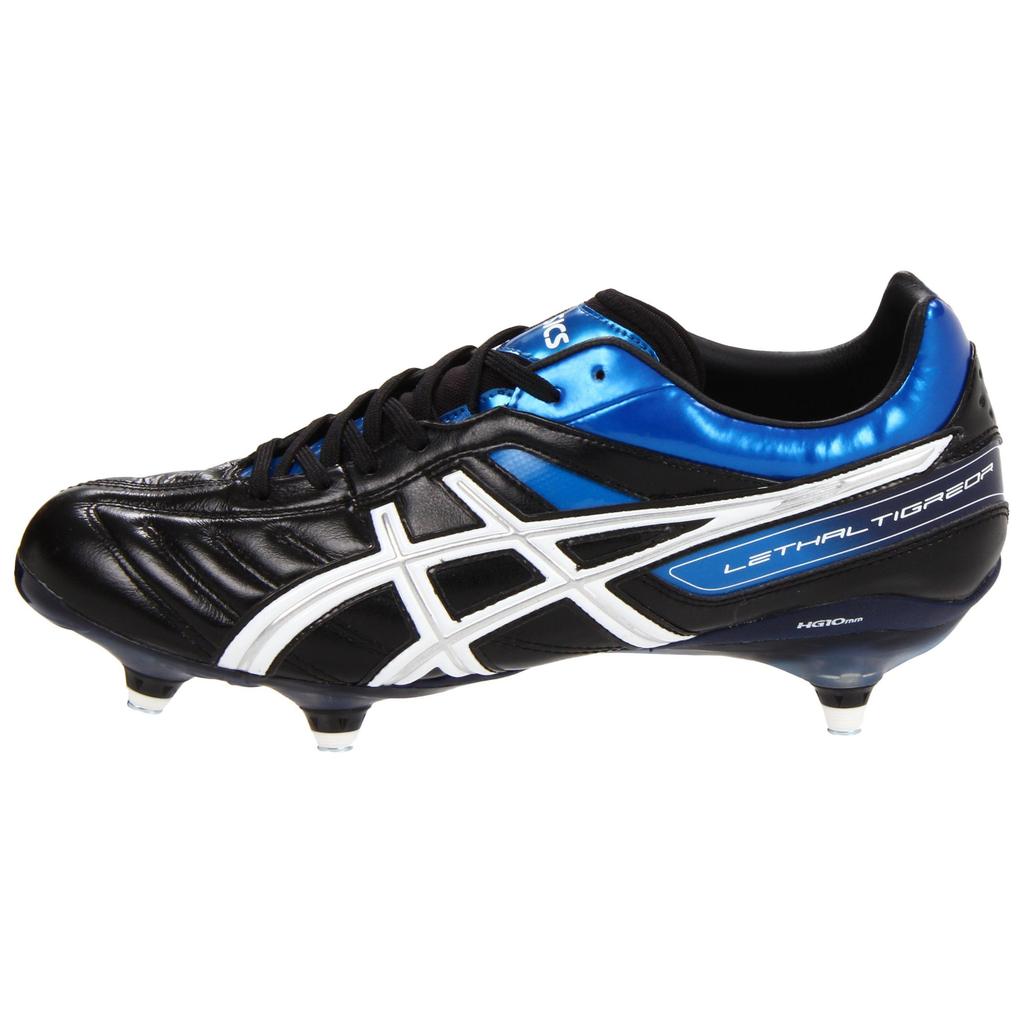 Asics Lethal Tigreor Comfortable Professional Stable SG (Metal Long Studs) Shock Absorbing Durable Soccer Shoes Men Soccer Shoes Blue Black P105L9-005