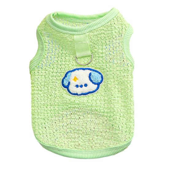 Dog Cooling Shirt Summer Puppy Tank Top Breathable Hollow Sleeveless Vest with Cartoon Dog Pattern for Small Medium Dogs