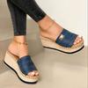 New Summer Women's Thick-soled Flip-flops with Sloping Heels