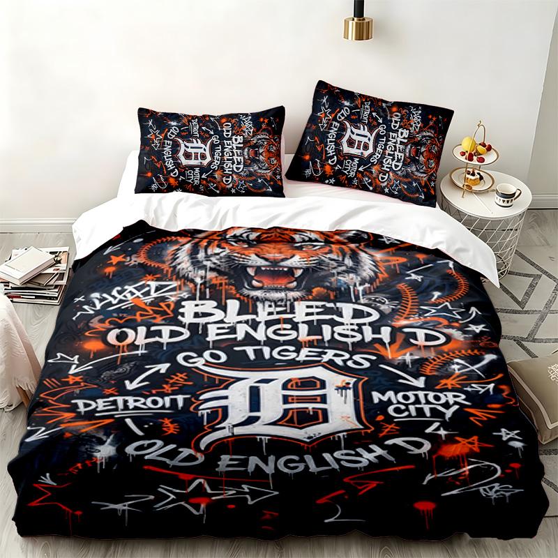 Detroit Tigers 3pc set Perfect for bedroom use Comfortable bedding set includes a duvet cover and two pillowcases Ideal birthday or Christmas gift