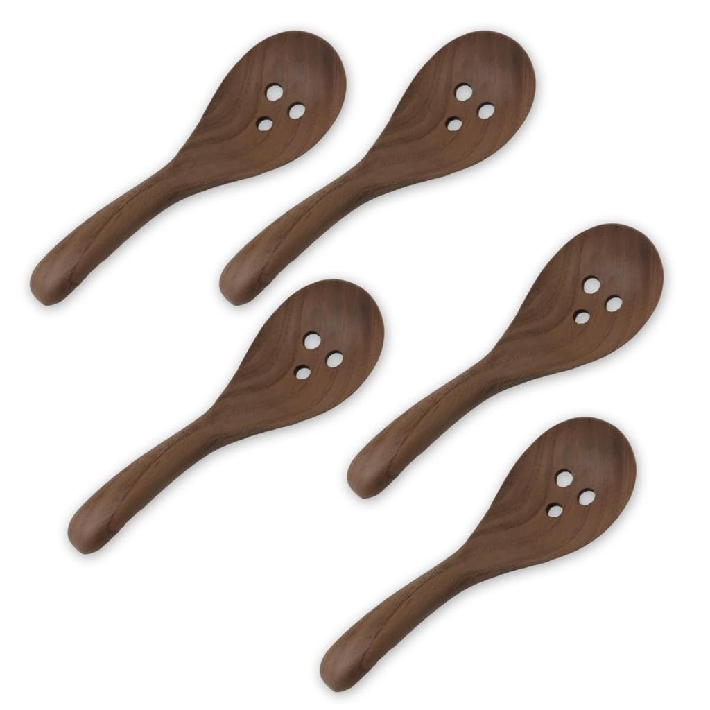 Wooden Lacquered Spoons with Set of Current Model J-kitchens Slots, 5, 17x5.8cm,