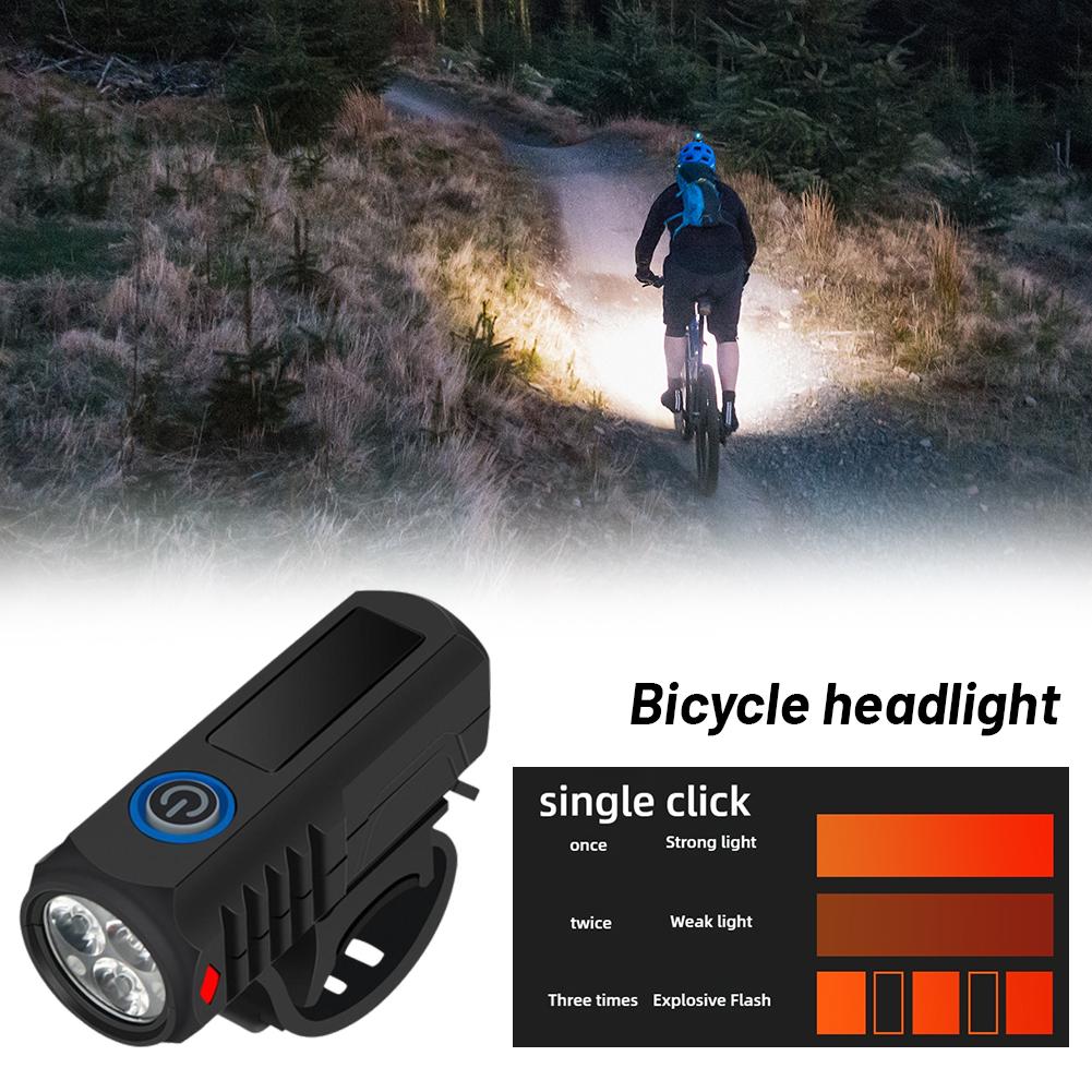 Яркий велосипедный фонарь 3 светодиода Передний USB Type-C Перезаряжаемый MTB Горный велосипедный фонарь Велосипедный фара Фонарик Велосипед Скутер