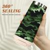 Green Camouflage Pattern Stainless Steel Insulated Coffee Tumbler Vacuum Travel Mug Leakproof Cup for Hiking Outdoor Sport Camping