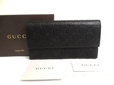Оригинальный длинный трехстворчатый кошелек Guccissima из черной кожи #a584 Восстановлен продавцом