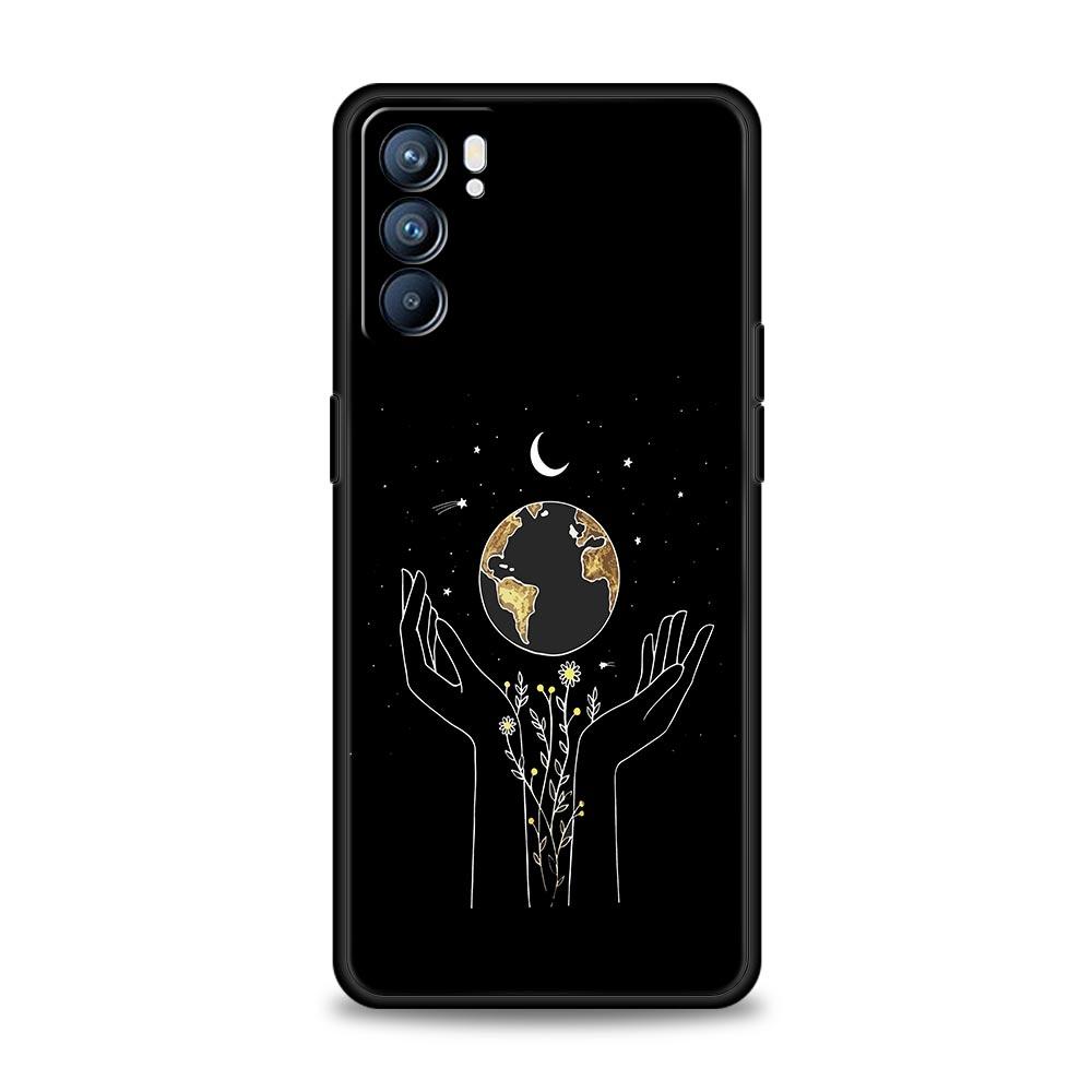 Case For Oppo Find X6 Pro X5 A54 A53 A52 A9 A15 A95 A17 A74 A57 A31 Reno8 Reno7 Reno6 Pro 5G Cover Simplicity Line Art Sun Moon