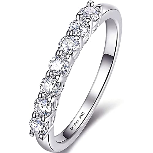 [Takeda Jewelry] Элегантное полуобручальное кольцо с семью муассанитами по 0,56 карата, шириной 2,5 мм, изготовлено из стерлингового серебра 925 пробы, идеально подходит для подарков и A