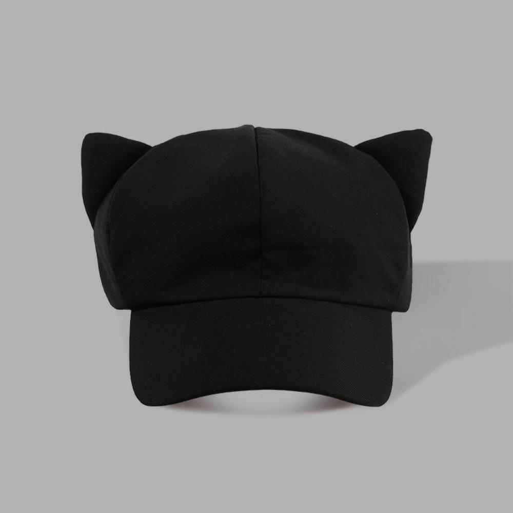 Casual Y2k Cat Ear Hat Solid Color Peaked Cap Cute Women's Baseball Hat Girl