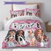 Постельное белье с принтом кукол Bratz, комплект одеял, пододеяльник, наволочка, домашний декор, подарок (1 пододеяльник + 2 наволочки, без наполнителя)