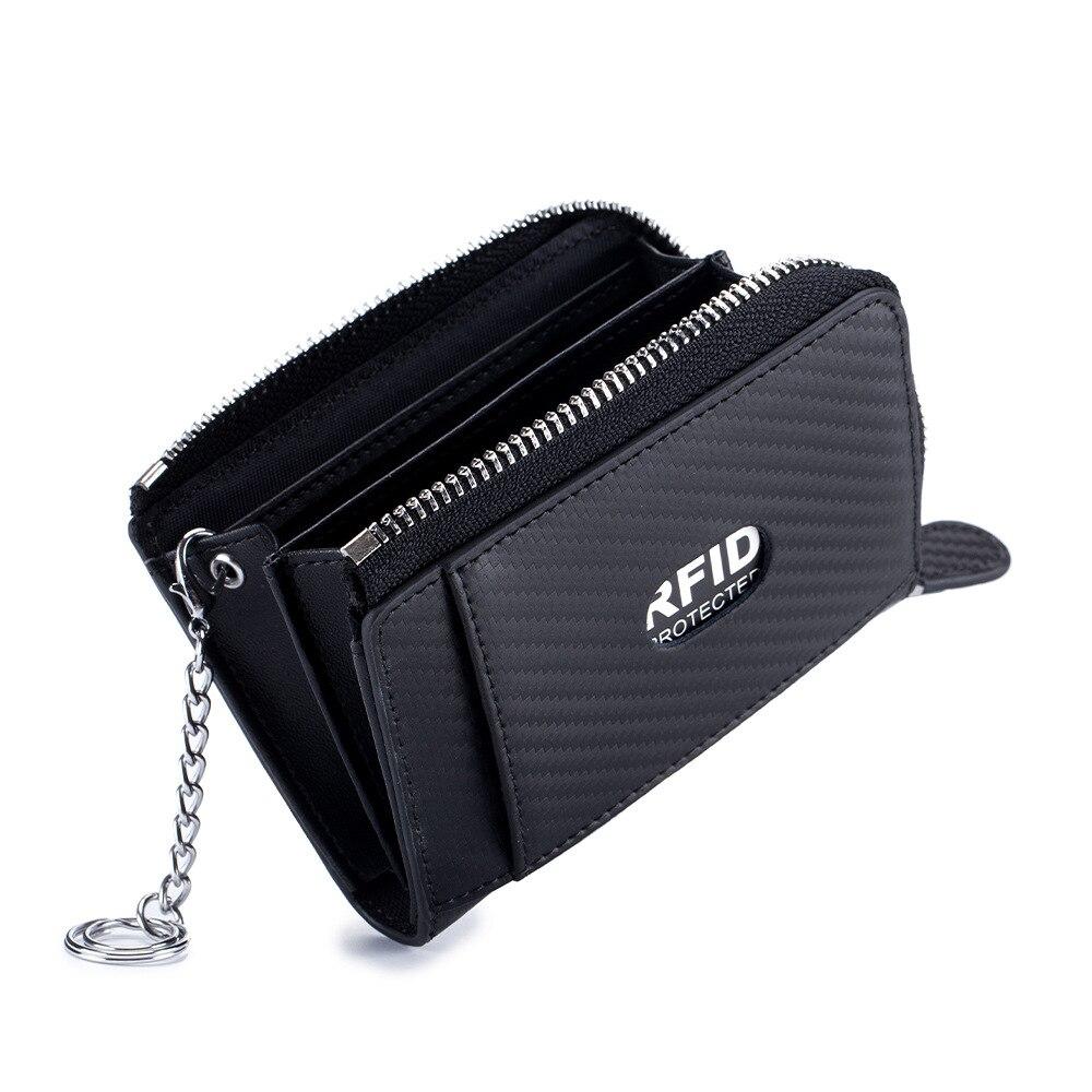 Bison Denim Fashion RFID Blocking Men Wallet Leather Carbon Fiber Card Holder Purse