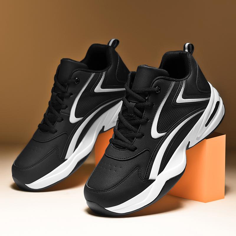 FashionMen Shoes Lace Up Leather Fashion Sneakers for Men Leather Comfort Lightweight Casual Shoes Outdoor Walking Footwear Big Size 50