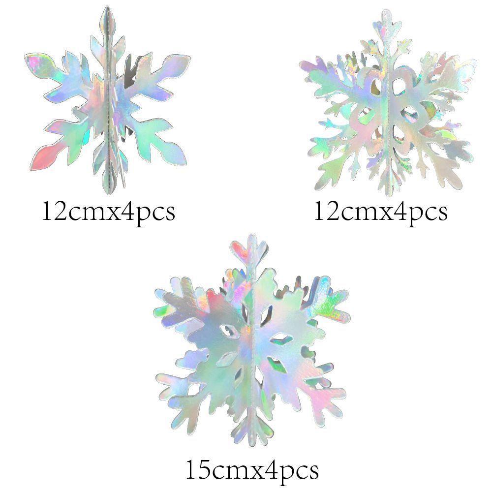 12pcs Colorful Christmas Snowflake Flower Pendant Creative Hanging Ornament  Home
